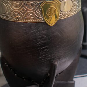 Imperial de cuero con virola de alpaca con dije bronce river plate